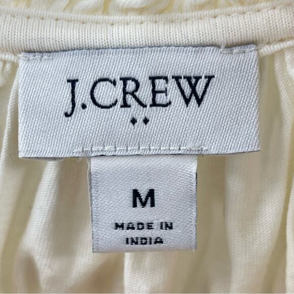 J. Crew 100% Cotton Ruched Ruffled Neckline Soft Flowy Short Sleeve Shirt Size M - Picture 6 of 9
